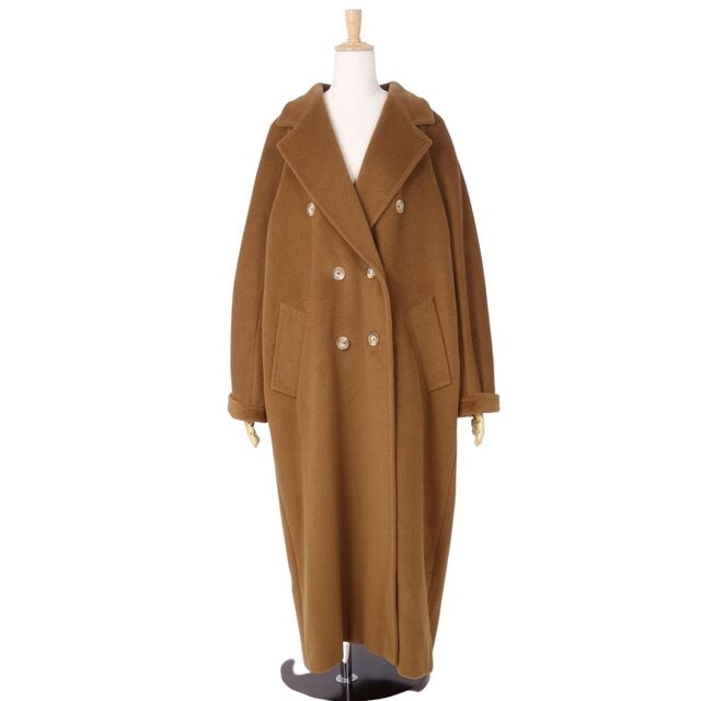 極美品 マックスマーラ Max Mara コート アイコンコート 101801 白タグ ロングコート ダブルブレスト ウール カシミヤ アウター レディース JI44 USA10 GB12(XL相当) ブラウン