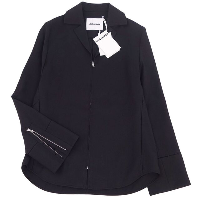 未使用 ジルサンダー JIL SANDER ジャケット ジップアップ ウール 無地 アウター レディース イタリア製 36(S相当) ブラック
