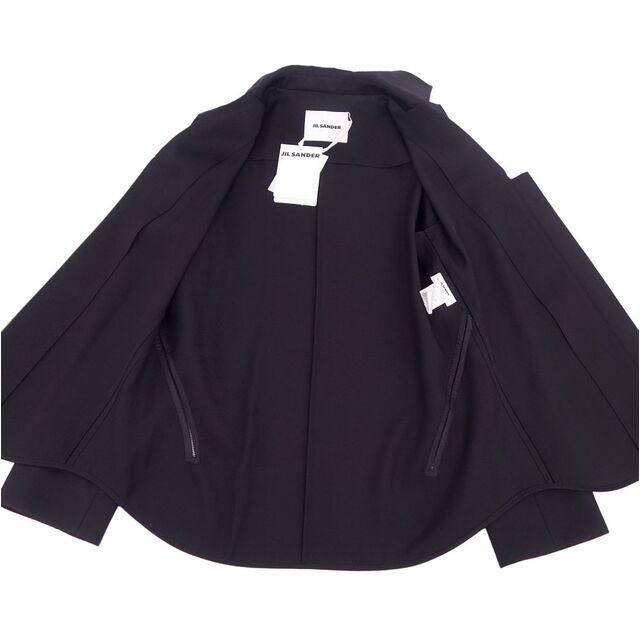 未使用 ジルサンダー JIL SANDER ジャケット ジップアップ ウール 無地 アウター レディース イタリア製 36(S相当) ブラック