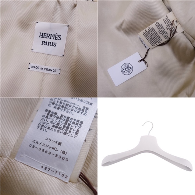 Hermes(エルメス)の極美品 エルメス HERMES コート 22AW ラグランスリーブ モザイク 総柄 ウール シルク アウター レディース 34(S相当) ベージュ・マプート レディースのジャケット/アウター(その他)の商品写真