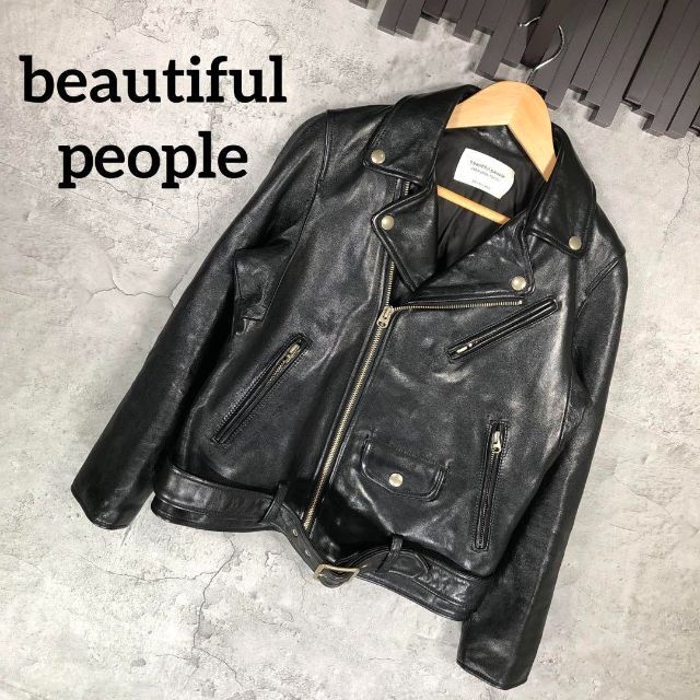 42800円 『beautiful people』 レザーライダースジャケット(140