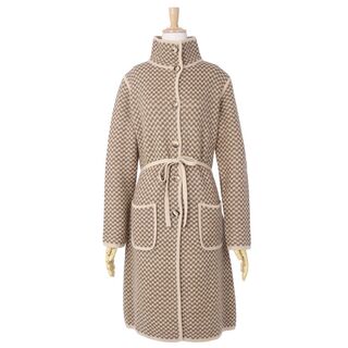 マックスマーラ(Max Mara)の美品 マックスマーラ Max Mara コート ニット 市松模様 ウール カシミヤ モヘア コーディガン レディース アウター S ブラウン(その他)