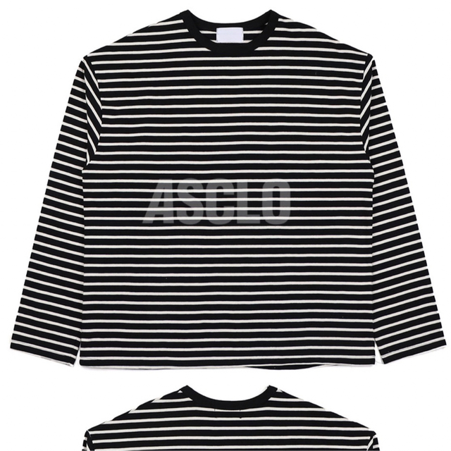 Asclo stripe overfit ロンT ストライプ　韓国ファッション メンズのトップス(Tシャツ/カットソー(七分/長袖))の商品写真