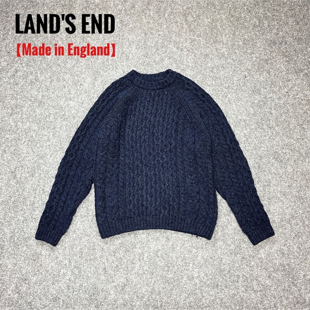 LANDS’END - イギリス製【L】LAND'S END フィッシャーマンニット インディゴの通販 by さかしん's shop｜ランズ