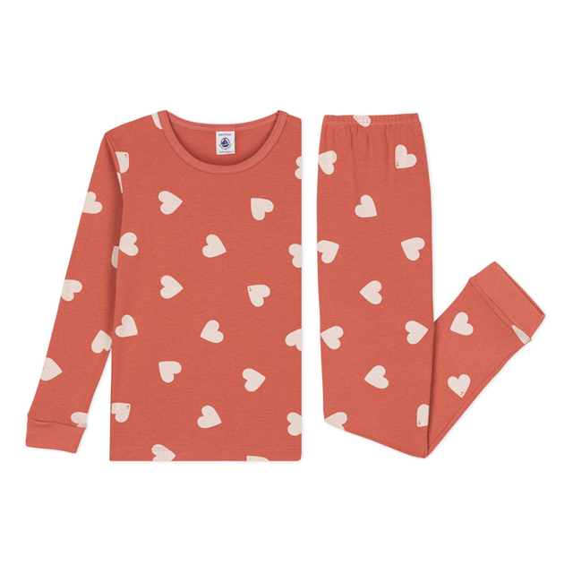 PETIT BATEAU(プチバトー)の新品 プチバトー 12ans プリント 長袖 パジャマ ハート 2022AW キッズ/ベビー/マタニティのキッズ服女の子用(90cm~)(パジャマ)の商品写真