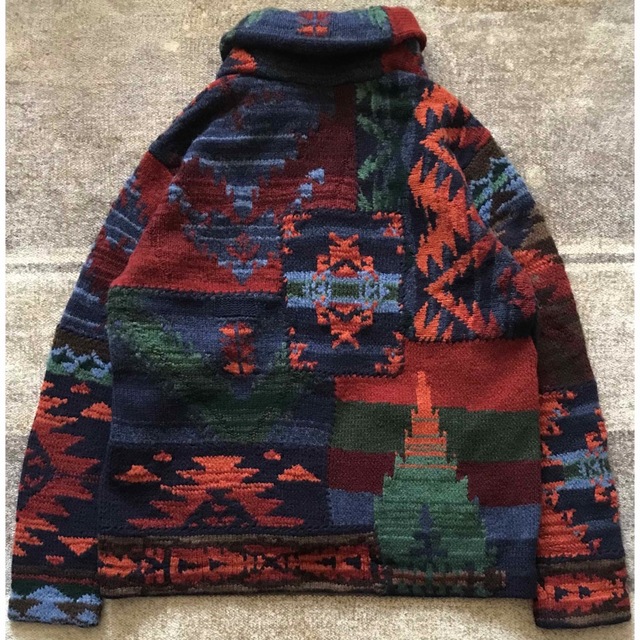 至極の逸品 圧巻のパッチワーク×ネイティブ柄 ラルフローレン ニット