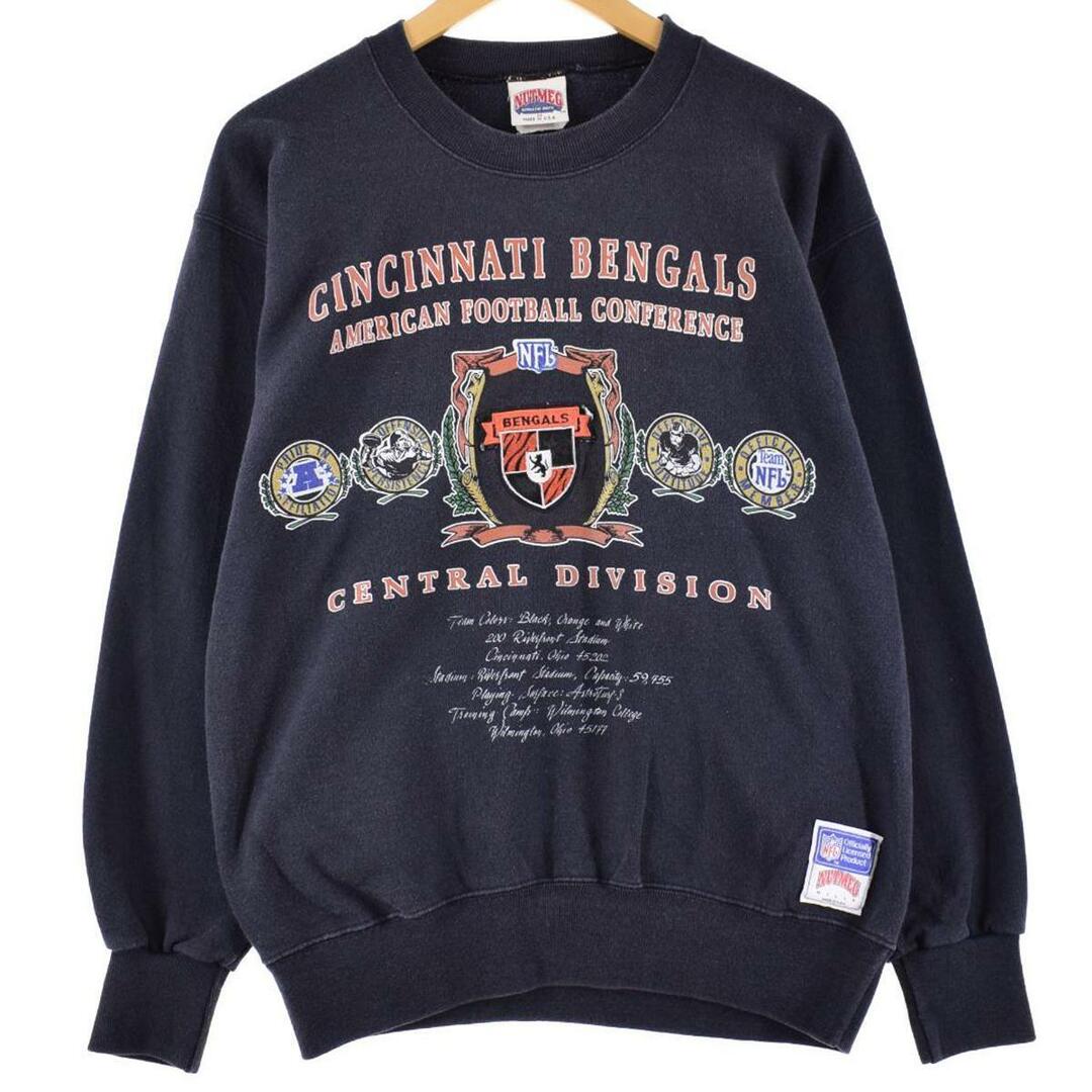 NUTMEG NFL Cincinnati Bengals シンシナシティ ベンガルズ プリントスウェットシャツ トレーナー USA製 メンズM /eaa287952