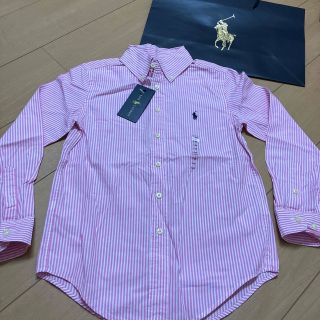 ラルフローレン(Ralph Lauren)の【新品タグ付き】ラルフローレン　ボタンダウンシャツ　140 ストライプ ピンク(ブラウス)