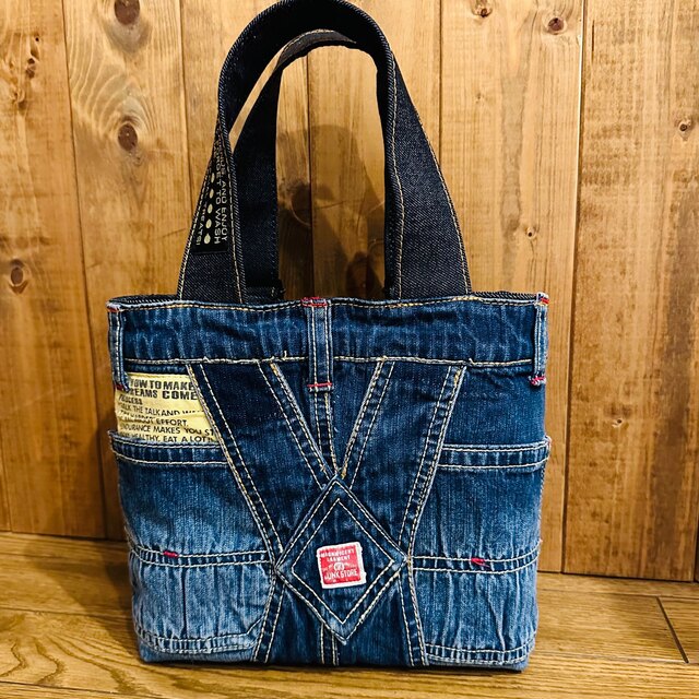 オーバーオール デニム リメイク トートバッグ ハンドメイド オーバーオール デニム リメイク トートバッグ ハンドメイド