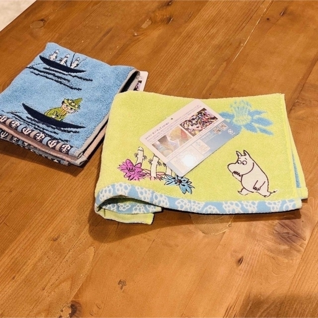 MOOMIN(ムーミン)の【新品2柄セット】ムーミン＆スナフキン　大きめウォッシュタオル 約34×36cm インテリア/住まい/日用品の日用品/生活雑貨/旅行(タオル/バス用品)の商品写真