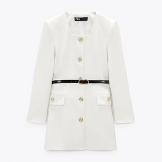 ZARA - 【ZARA】ベルト付きロングブレザーの通販 by Plaisir*ᵕ̈ ZARA - 【ZARA】ベルト付きロングブレザーの通販 by Plaisir*ᵕ̈