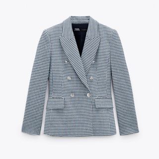 ザラ(ZARA)の【ZARA】千鳥格子柄ダブルブレストブレザー(テーラードジャケット)