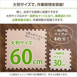 サイドパーツ付きジョイントマット 8枚セット(大判60cm）防音、保温