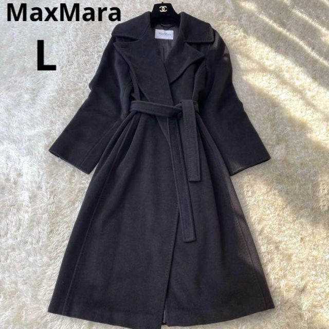新作 マックスマーラ ロングコート マニュエラ 白タグ カシミヤ 黒 L