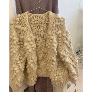 試着のみ madder madder ポンポンニットカーディガン