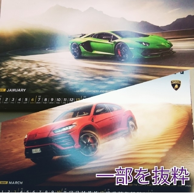 Lamborghini(ランボルギーニ)のN1129 ランボルギーニ　カレンダー　卓上　2019 イタリア　本社入手 インテリア/住まい/日用品の文房具(カレンダー/スケジュール)の商品写真