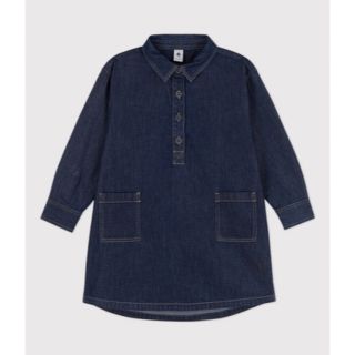 プチバトー(PETIT BATEAU)の【新品】Petit Bateau デニム衿付きワンピース(ワンピース)