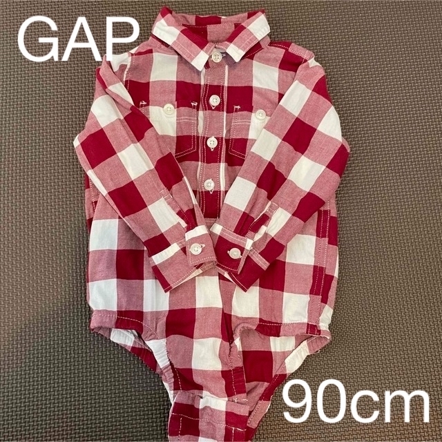 babyGAP(ベビーギャップ)の【Baby GAP】ロンパース チェック 長袖 シャツ ベビー キッズ　90cm キッズ/ベビー/マタニティのキッズ服男の子用(90cm~)(Tシャツ/カットソー)の商品写真