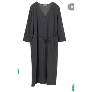 ショコラフィネローブ(chocol raffine robe)のダークグレー前あきカットロングカーデ(カーディガン)