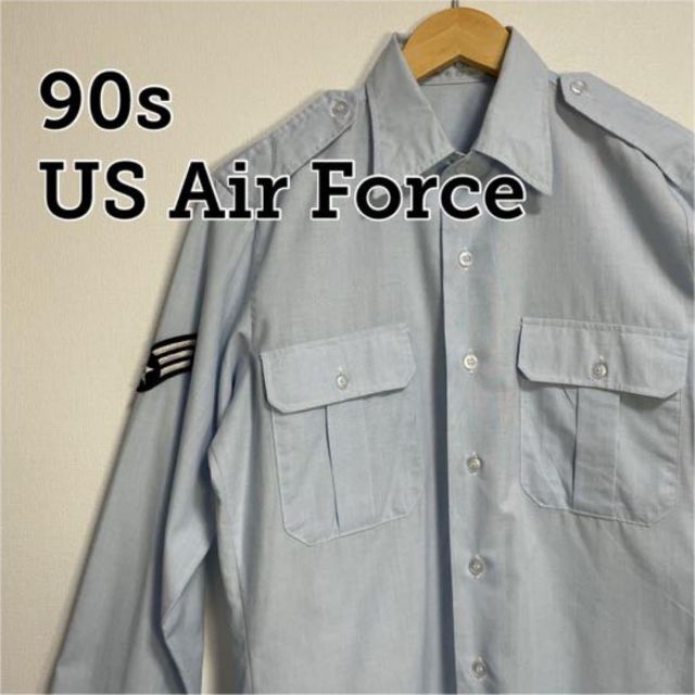 90s US Air Force サービスシャツ 実物 青  【L】