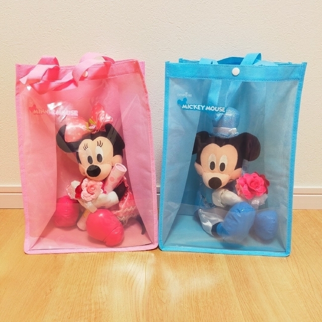 Disney(ディズニー)の【美品】♡ミッキーミニー電報セット(メッセージボード&手提げ付き)♡ エンタメ/ホビーのおもちゃ/ぬいぐるみ(キャラクターグッズ)の商品写真