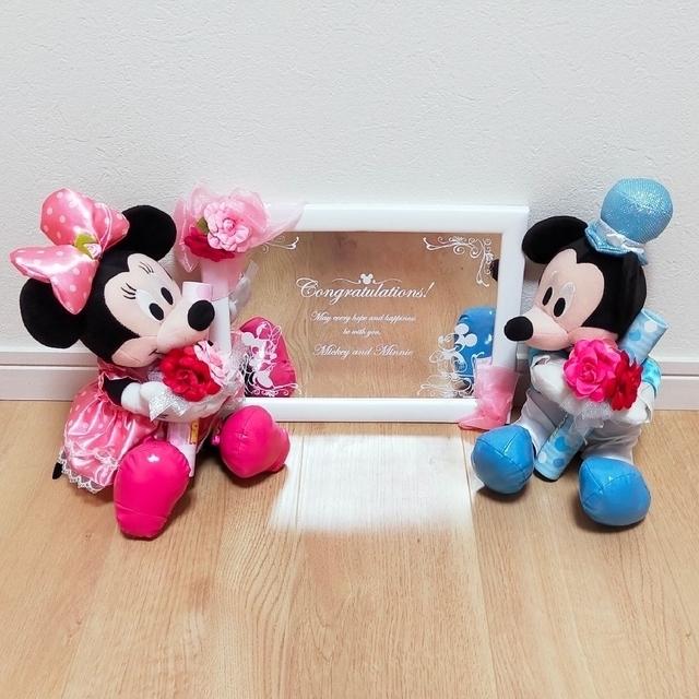 Disney(ディズニー)の【美品】♡ミッキーミニー電報セット(メッセージボード&手提げ付き)♡ エンタメ/ホビーのおもちゃ/ぬいぐるみ(キャラクターグッズ)の商品写真