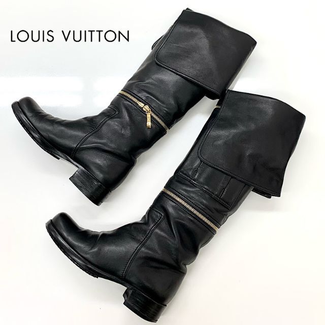 LOUIS VUITTON(ルイヴィトン)の3959 ヴィトン レザー ポケット 4way ロングブーツ ブラック レディースの靴/シューズ(ブーツ)の商品写真