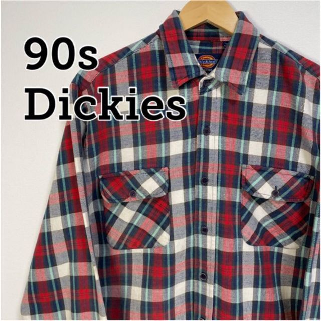 Dickies 90s ヴィンテージ チェックシャツ コットン 赤  【L】