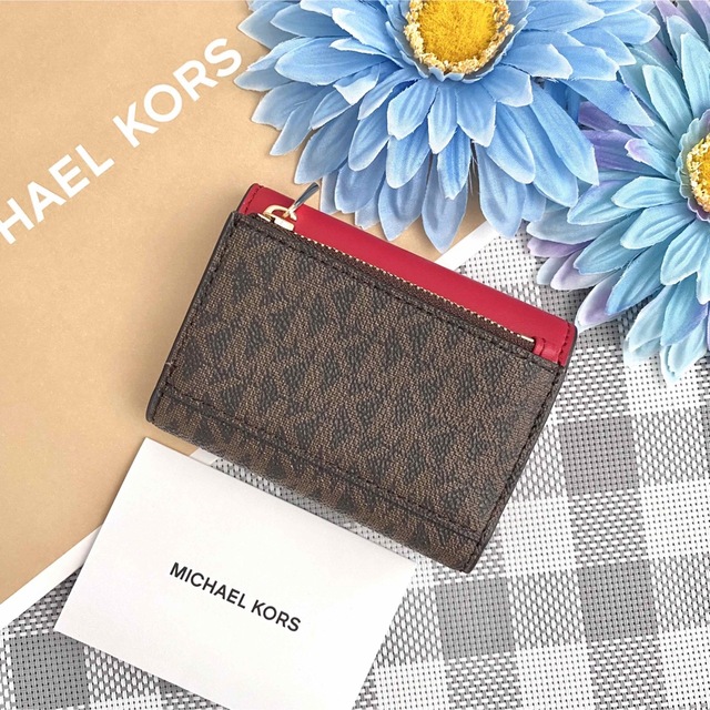 新品☆MICHAEL KORS レッド シグネチャー レザー キーケース