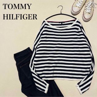 トミーヒルフィガー(TOMMY HILFIGER)のTOMMYHILFIGER ドルマンスリーブボーダーニット　プルオーバー　綿　S(ニット/セーター)