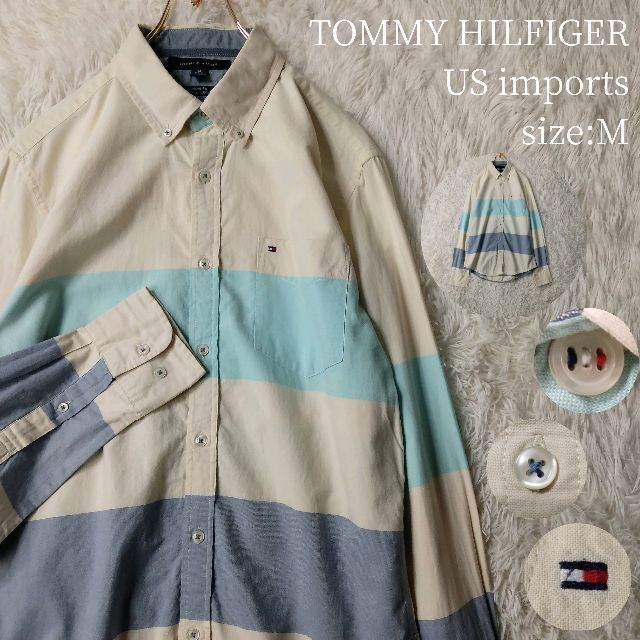 TOMMY HILFIGER(トミーヒルフィガー)の一点物US輸入★トミーヒルフィガー 長袖ボタンダウンシャツ マルチボーダー メンズのトップス(シャツ)の商品写真