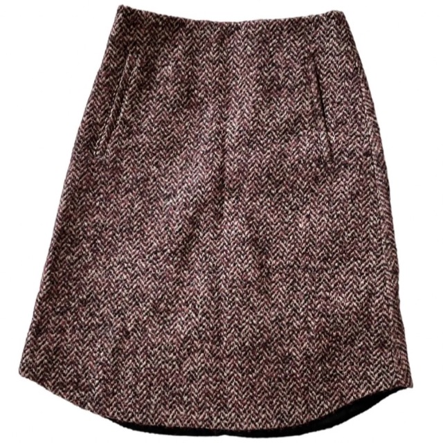 DES PRES(デプレ)の美品デプレDESPRESレッド系ツイードタイトスカート34 レディースのスカート(ひざ丈スカート)の商品写真