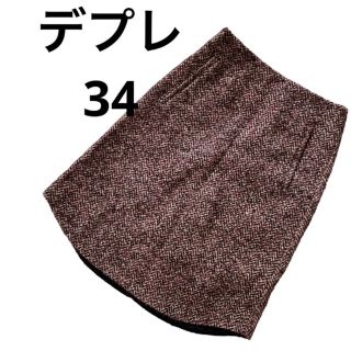 デプレ(DES PRES)の美品デプレDESPRESレッド系ツイードタイトスカート34(ひざ丈スカート)