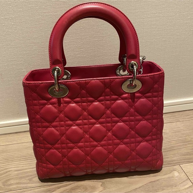 新品 ディオール LADY DIOR バッグ ミディアム かごバッグ ピンク