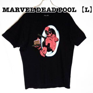 マーベル(MARVEL)のNARVEL Dead Pool Tシャツ ビッグプリント 黒 古着 【L】(Tシャツ/カットソー(半袖/袖なし))