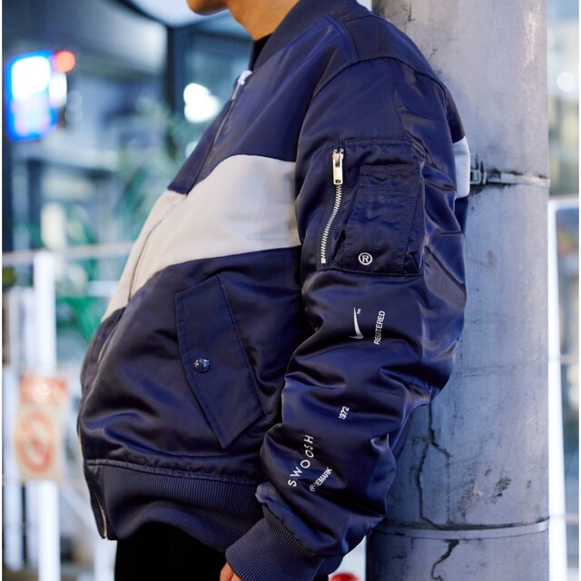 NIKE swoosh bomber jacketネイビー_ma-1ナイキ