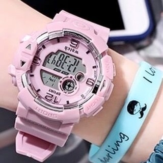 デジタル メンズ レディース&ボーイズ ガールズ 多機能 腕時計LED ピンク(腕時計(デジタル))