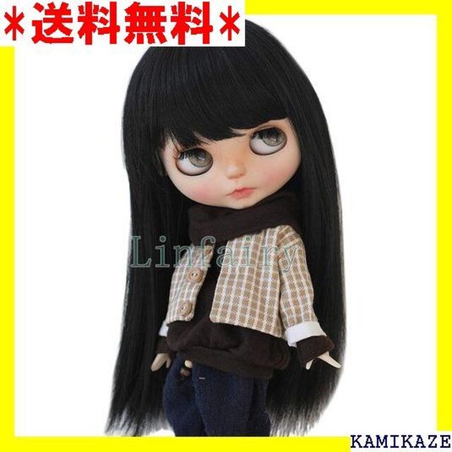☆ Linfairy 9-10 inch 人形用 ロング 長い髪 Black