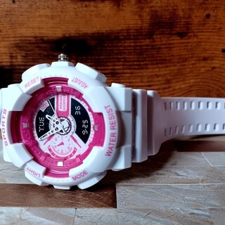 【デジタルダミー】アナログ腕時計 メンズ レディース ボーイズ ガールズ 白ピン(腕時計(デジタル))