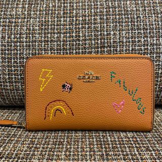 コーチ(COACH)の付属品なし　閉店セール価格　9105 コーチ　長財布　オレンジカラー　刺繍(財布)