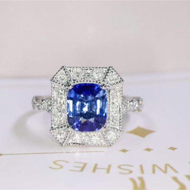 天然 ロイヤルブルーサファイア ダイヤ リング1.61ct k18 f