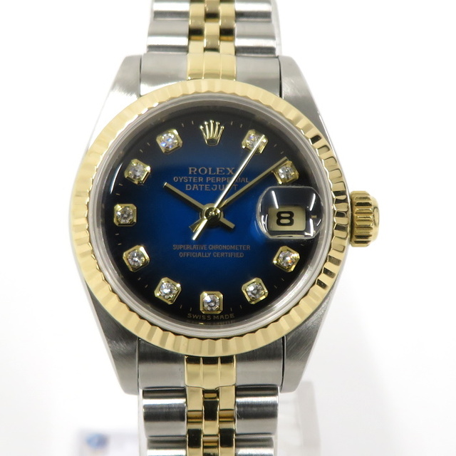 【特価】 ROLEX - ブルーグラデーション 自動巻き 新ダイヤ 10PD デイトジャスト ROLEX 腕時計