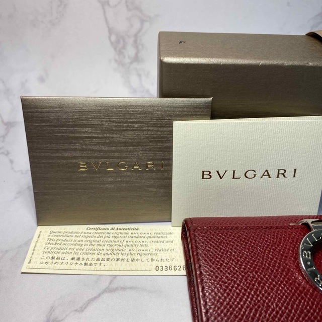 【美品】BVLGARI ブルガリ 6連 キーケース 赤系 レッド シルバー