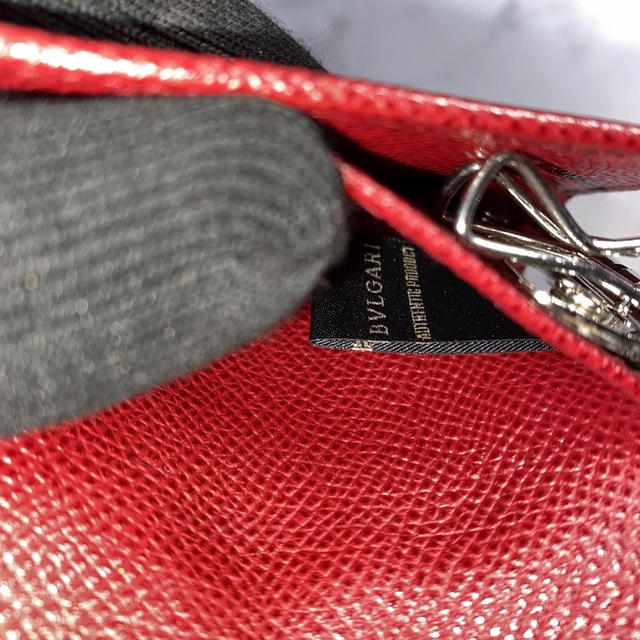 【美品】BVLGARI ブルガリ 6連 キーケース 赤系 レッド シルバー