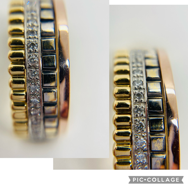 K18YG/K18PG/Pt900 ダイヤモンド リング D:0.12ct レディースのアクセサリー(リング(指輪))の商品写真