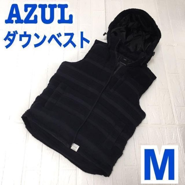 AZUL by moussy(アズールバイマウジー)のAZUL アズール　ダウンベスト　フード付　オシャレ　タイトフィット　メンズ メンズのジャケット/アウター(ダウンベスト)の商品写真