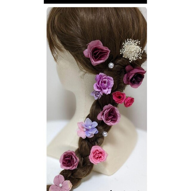 ラプンツェルヘア 花飾り レディースのヘアアクセサリー(ヘアピン)の商品写真