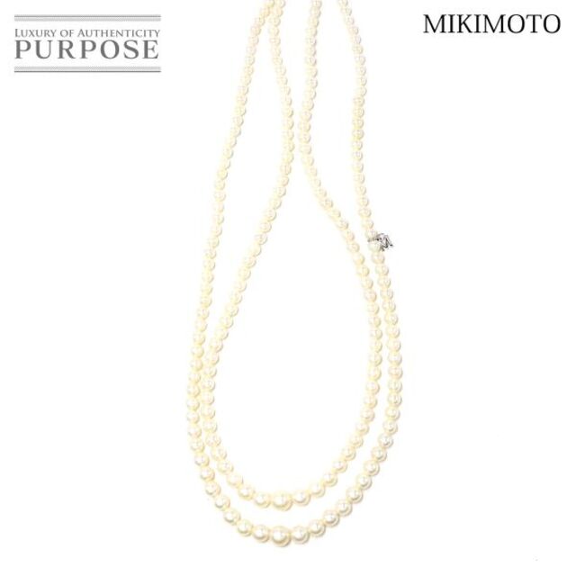 ミキモト MIKIMOTO アコヤ真珠 7.3-3.5mm 2連 ネックレス 43cm SV シルバー パール VLP 90167429