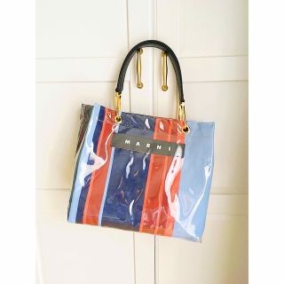 マルニ(Marni)の【値下げ】MARNIマルニ☆グロッシーグリップバッグ☆マルチストライプ(トートバッグ)