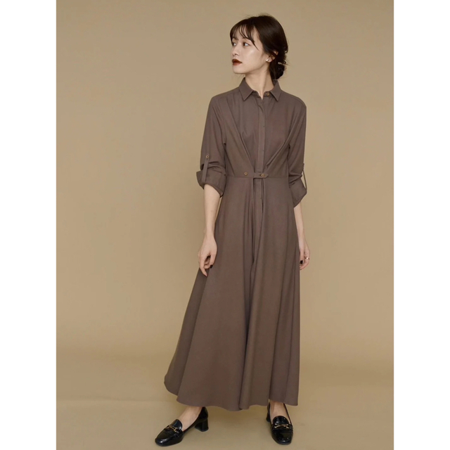 Noble(ノーブル)のほなつ様専用　Waist tuck Shirt Dress レディースのワンピース(ロングワンピース/マキシワンピース)の商品写真